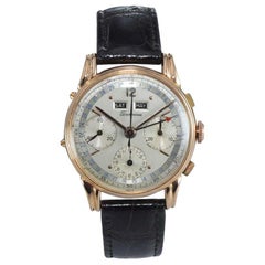 Cronógrafo Valjoux Tourneau Art Déco de oro de 18 quilates con triple fecha, hacia la década de 1940