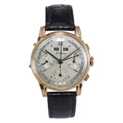 Cronógrafo Valjoux Tourneau Art Déco de oro de 18 quilates con triple fecha, hacia la década de 1940