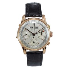 Tourneau 18 Karat Gold Art Deco Triple Date Valjoux Chronograph, circa 1940s