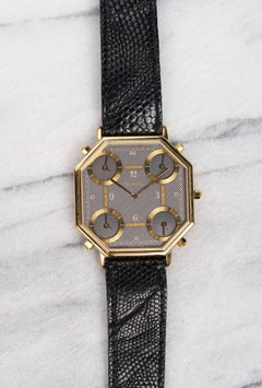 Tourneau 4 Times Zone Watch in Gold plated case, 1990s