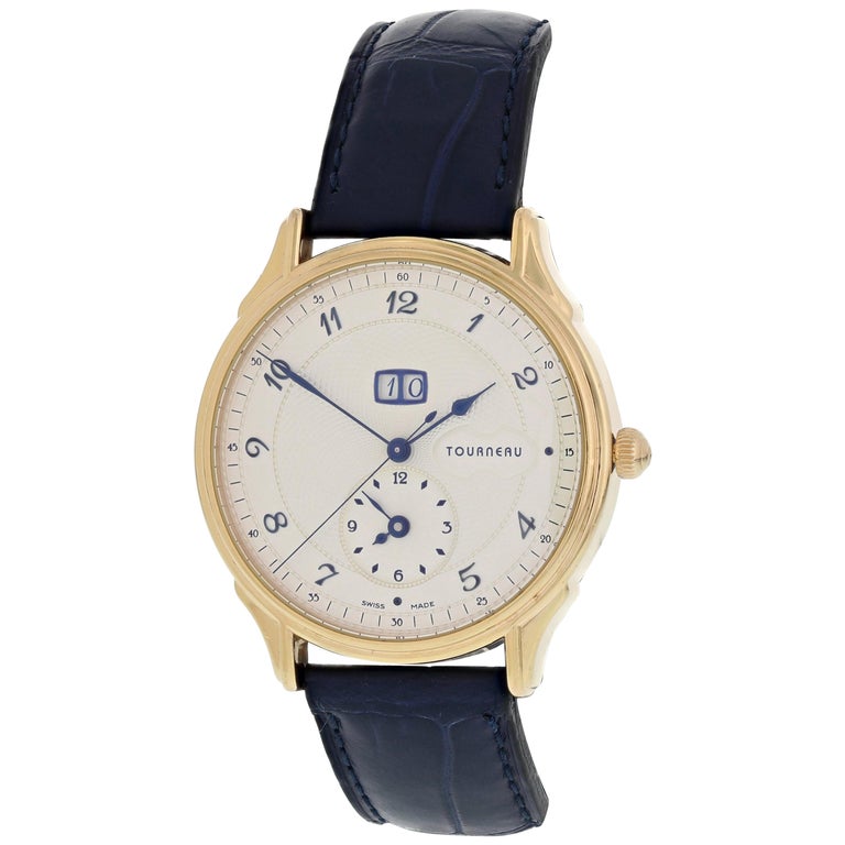 Tourneau Classic Big Date 35005 18 Karat Rose Gold Men's Watch For Sale