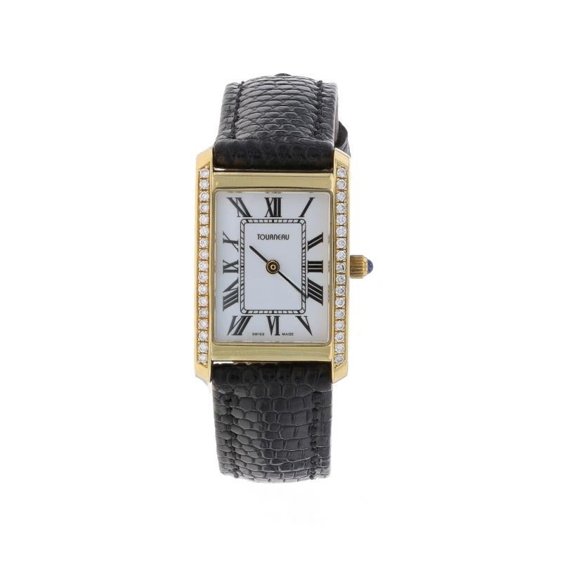 Reloj de pulsera Tourneau Diamond para mujer - Oro amarillo 14k .34ctw Cuarzo 1 año de garantía Corte redondo