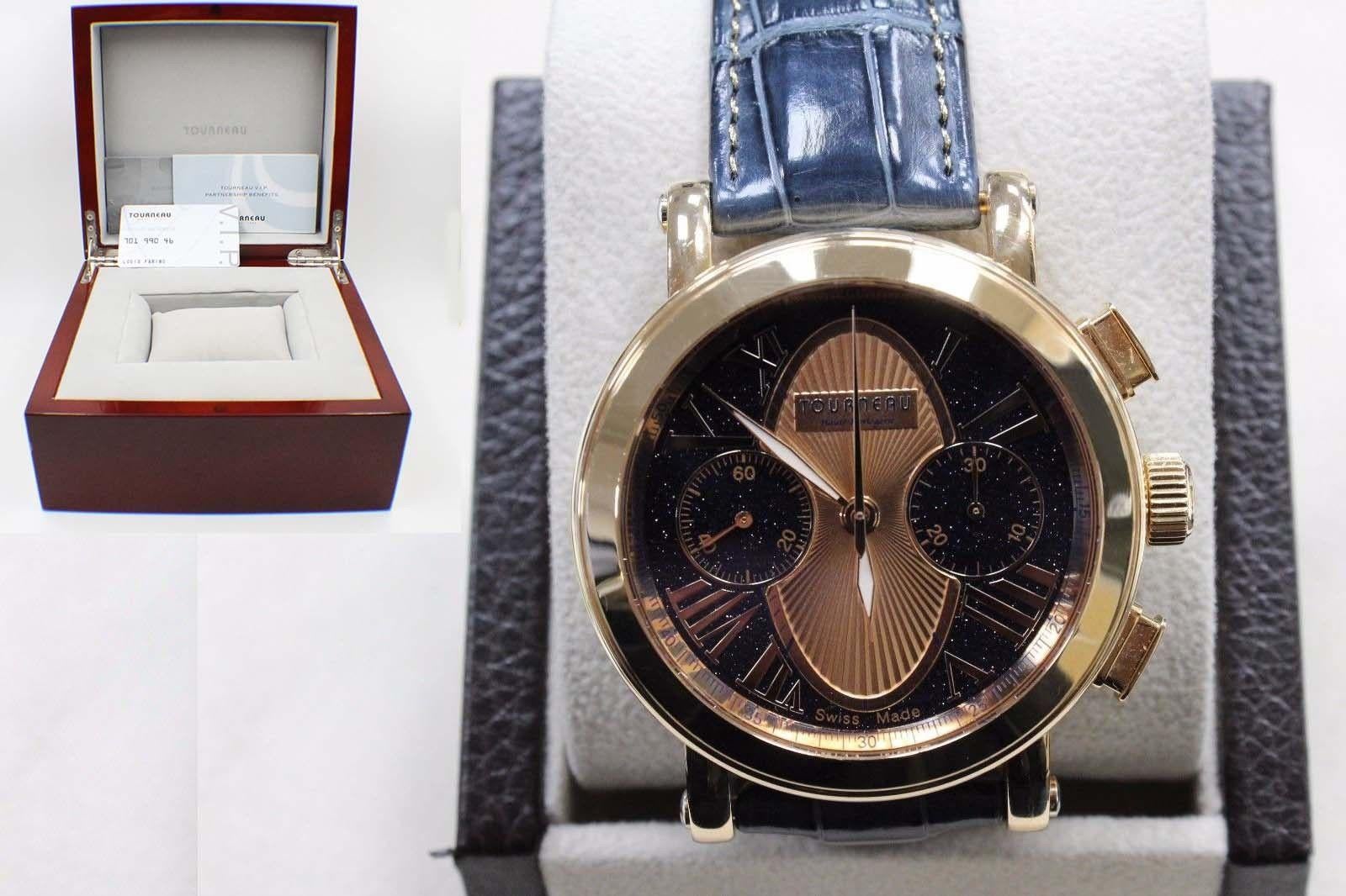 Men's Tourneau Gotham 18K Rose Gold Limited Edition Blue & Rose Color Dial Box & Paper