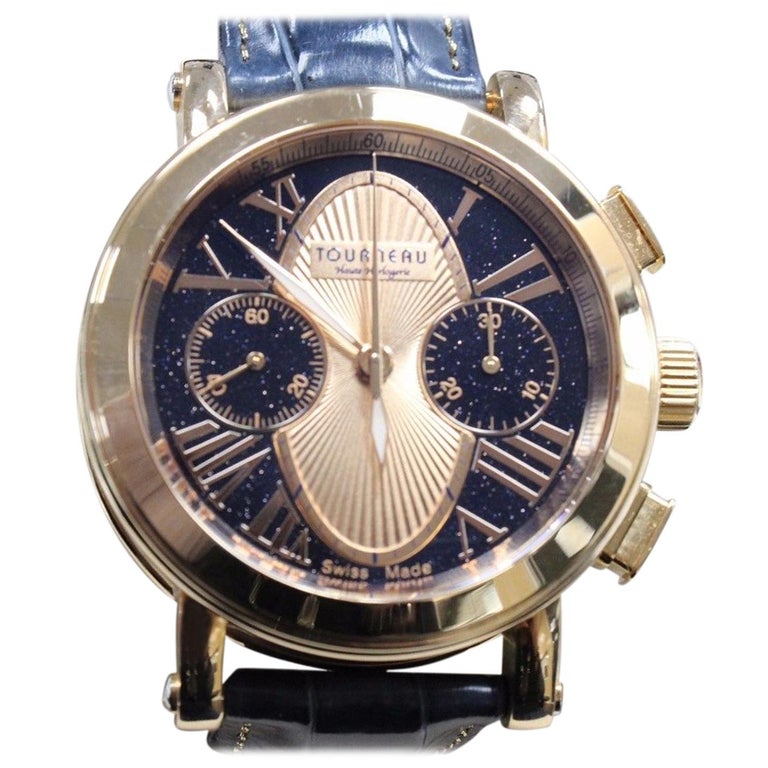 Tourneau Gotham 18K Rose Gold Limited Edition Blue and Rose Color Dial
