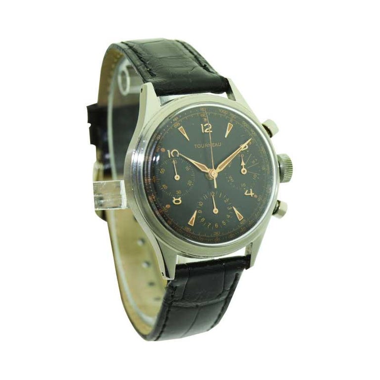 Tourneau Watch Company Stainless Steel Three Register Chronograph For