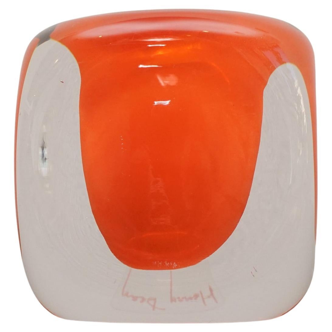 Tournon Orange Clear Glass Candle Holder For Sale