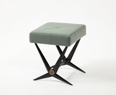 Sgabelli Tournus in alluminio fuso, ottone e cashmere, Francia, anni '50