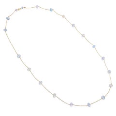 Tous 14k Yellow Gold 47.5tcw Morganite and Aquamarine Bead Necklace