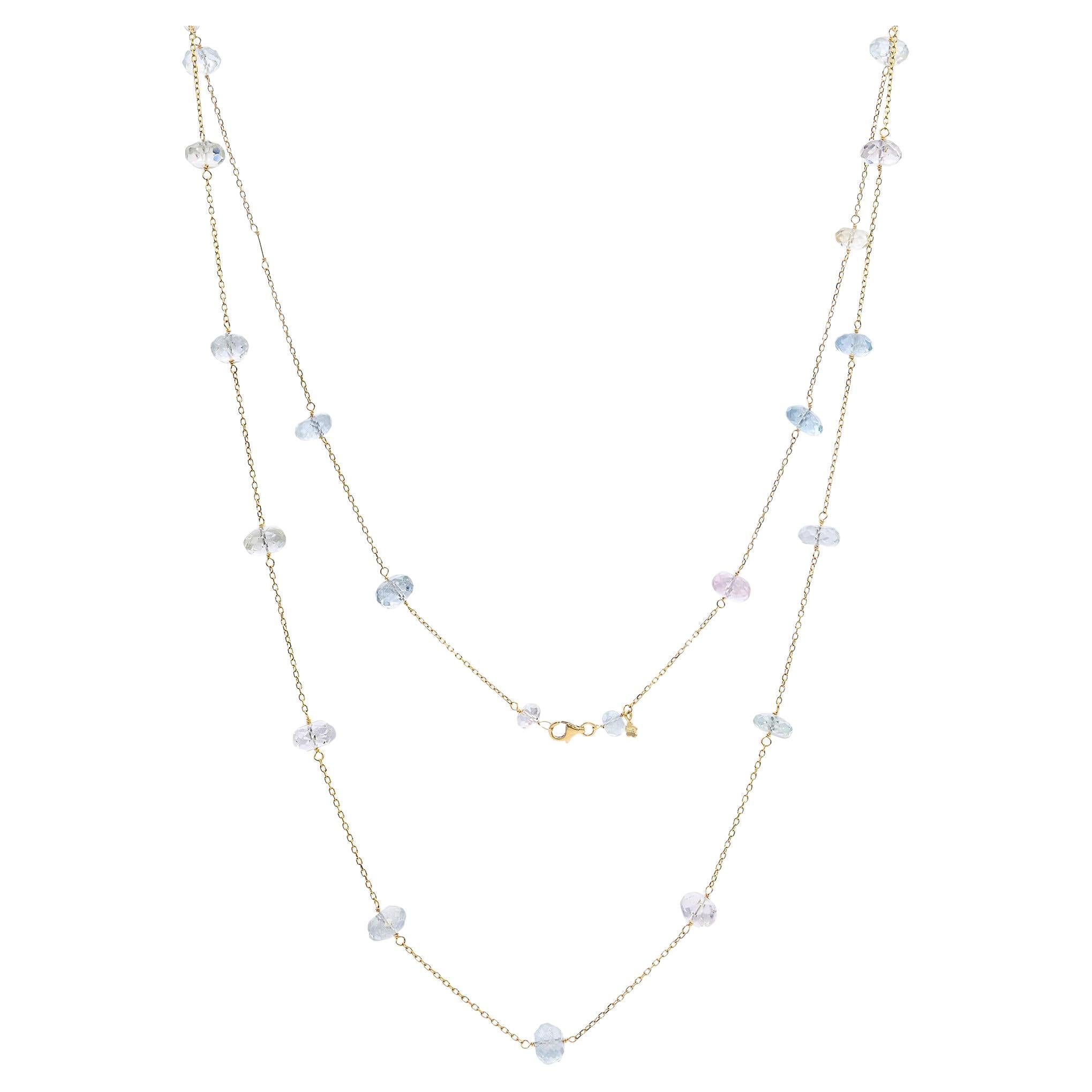Collana di perle Tous in oro giallo 14k con Morganite e Acquamarina da 47,5tcw in vendita