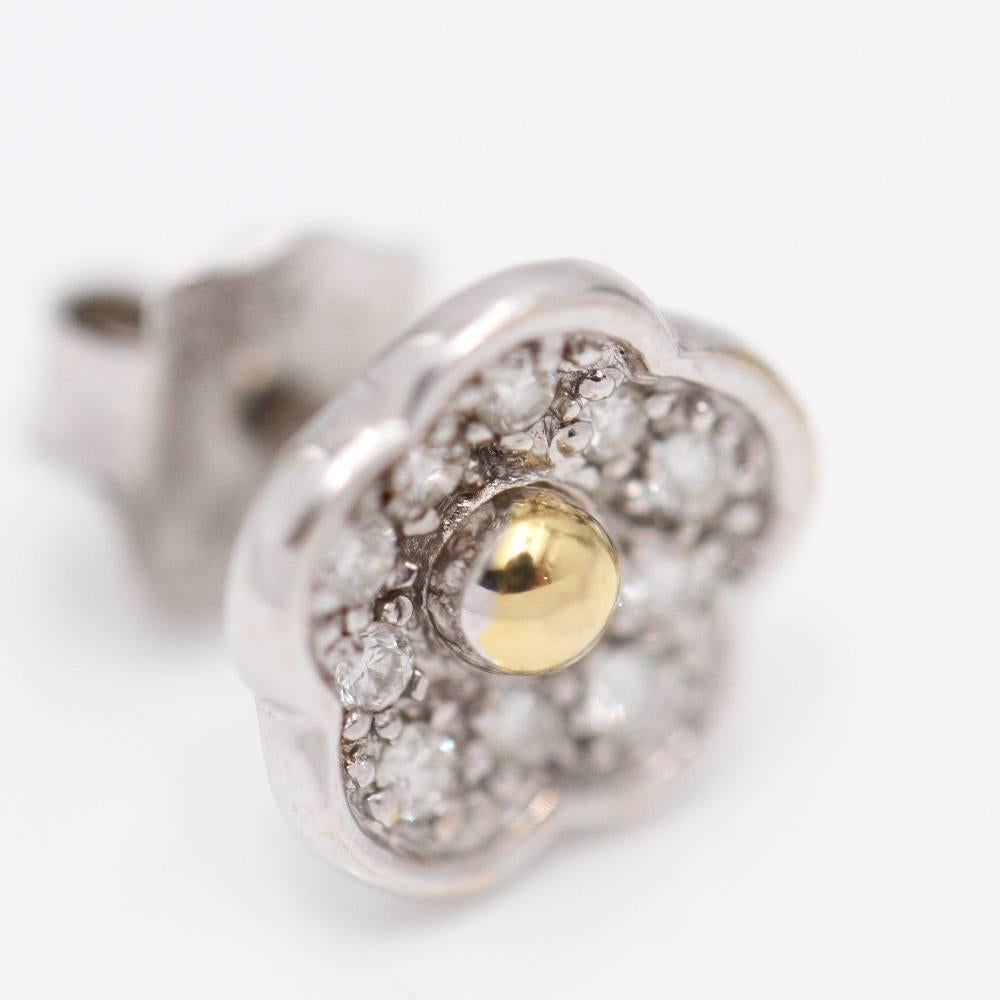 TOUS 18k gold flower earrings with diamonds second hand In Excellent Condition In Barcelona, CT