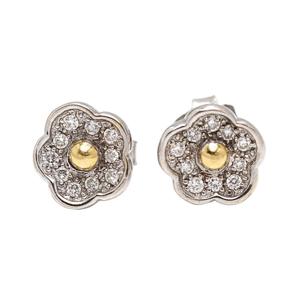 Women's TOUS 18k gold flower earrings with diamonds second hand