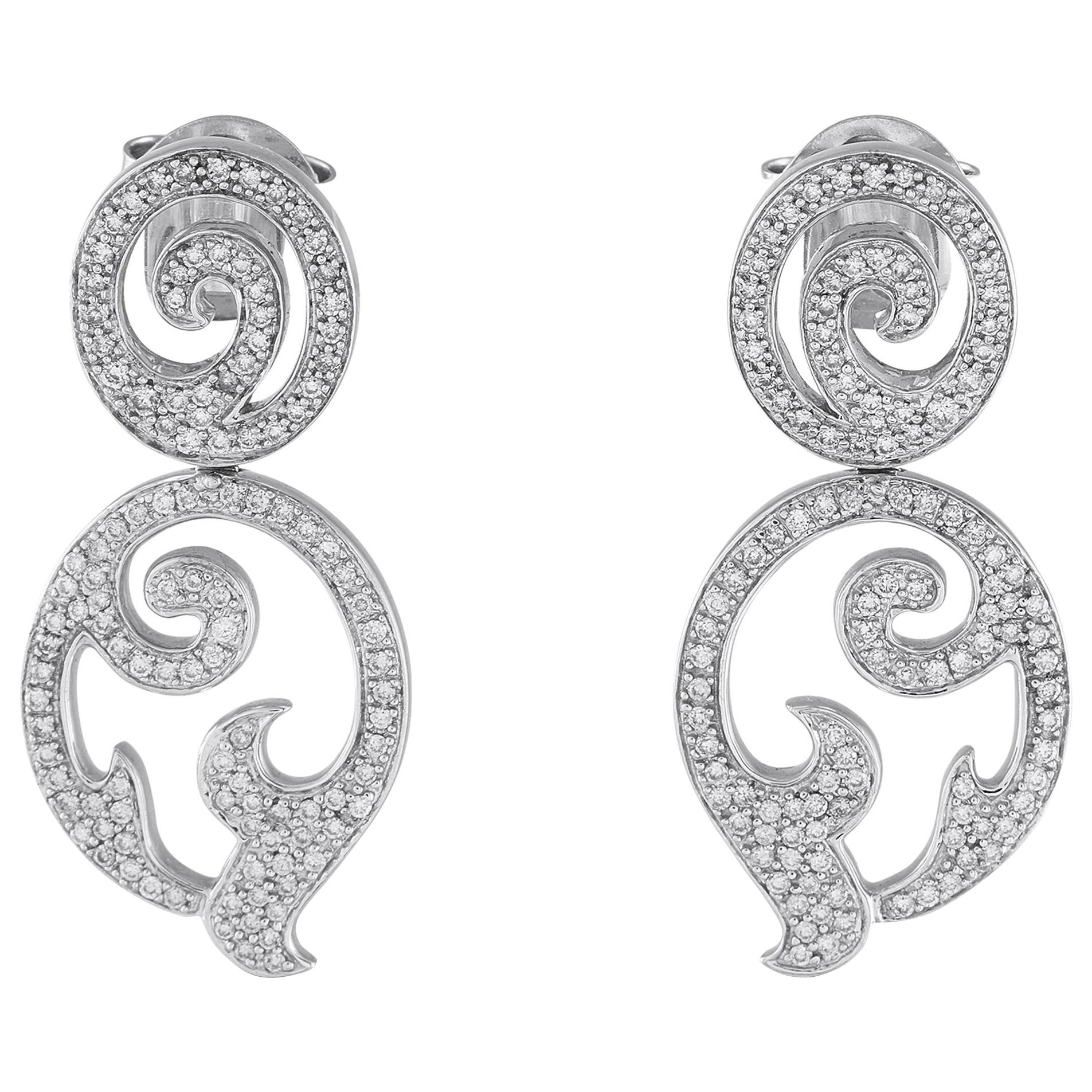 Tous Boucles d'oreilles en or blanc 18 carats avec 1,75 ct de diamant en vente