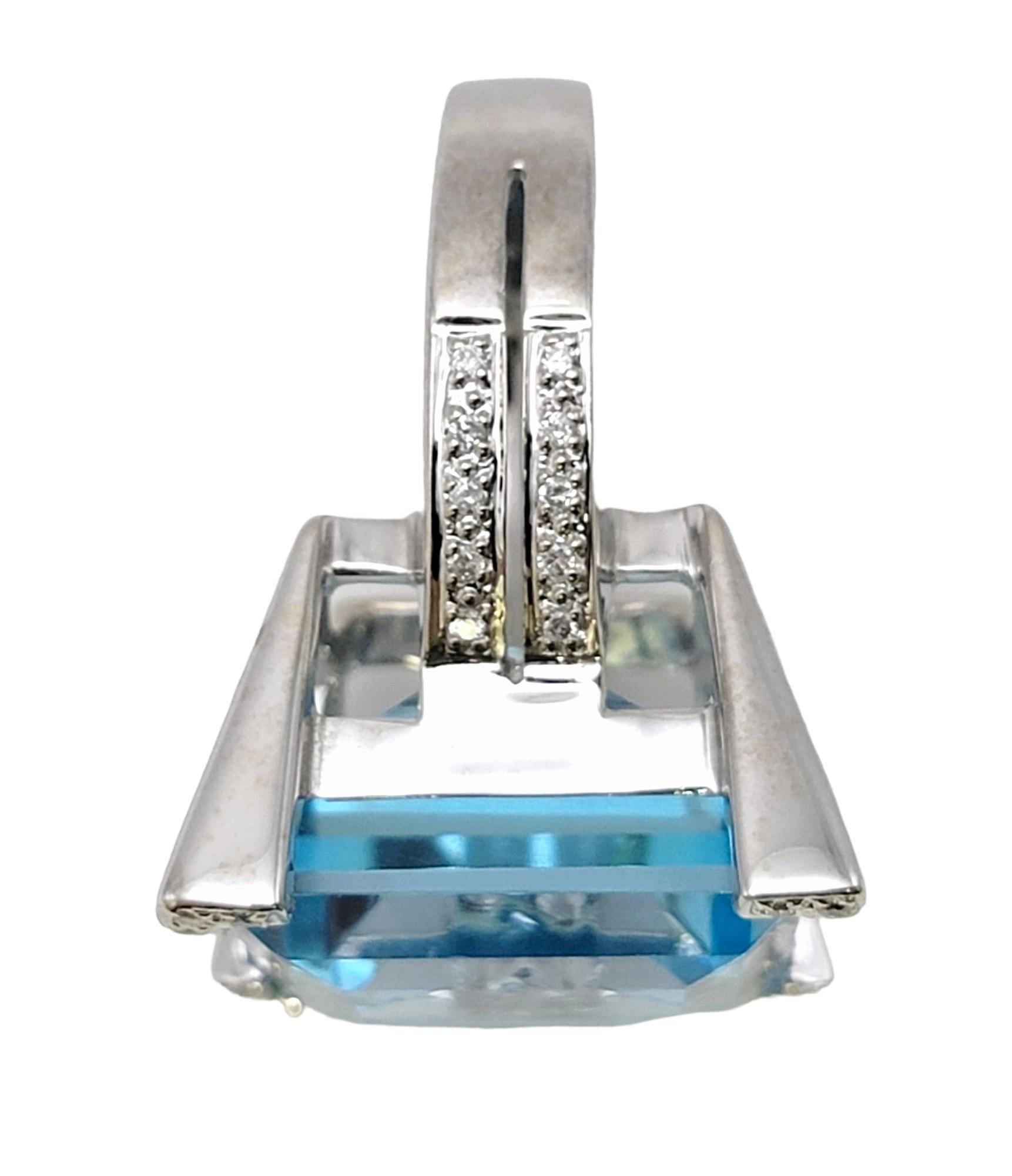 Women's Tous 34.62 Carat Square Blue Topaz Cocktail Ring with Diamonds in 18 Karat Gold  For Sale