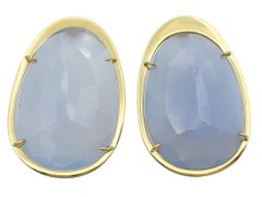 Tous 46 Carat Total Faceted Oval Chalcedony Pierced Earrings in 18 Karat Gold