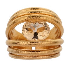 Tous 5 Carat Quartz Yellow Gold Cocktail Ring