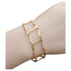 Tous Bracelet Ladder textured Link Square Bars Flexible 18k Yellow Gold 7"