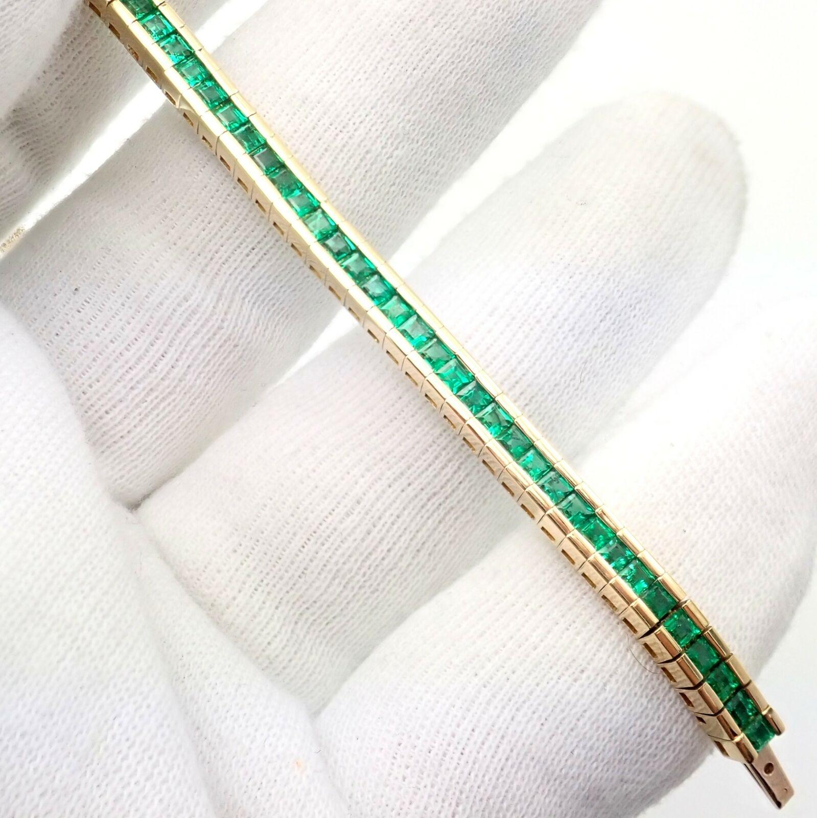 Tous Channel Set Princess Cut Emerald Tennis Bracelet 3