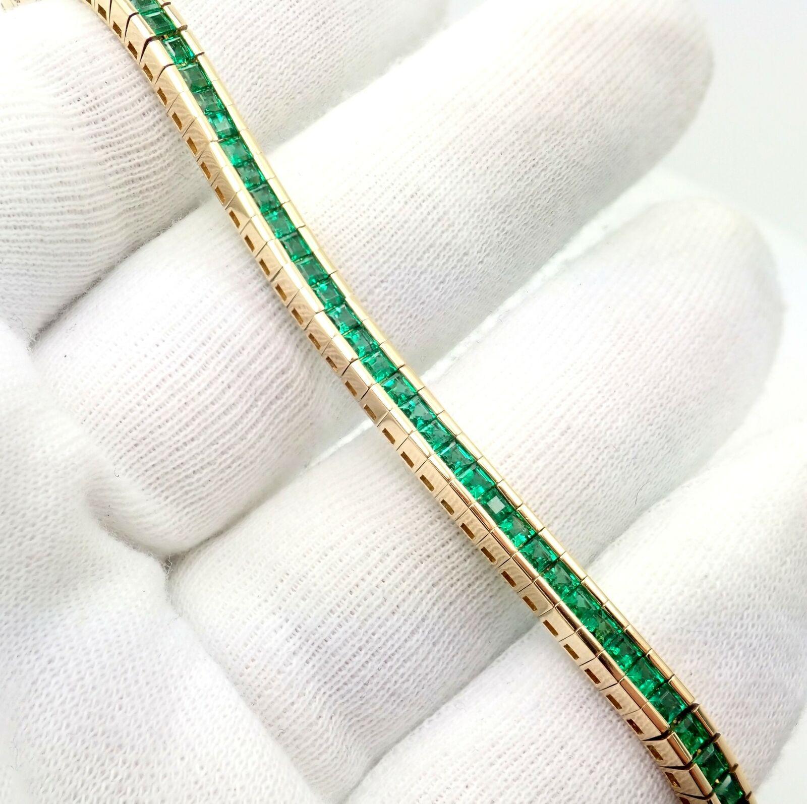 Tous Channel Set Princess Cut Emerald Tennis Bracelet 1