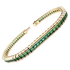 Tous Channel Set Princess Cut Emerald Tennis Bracelet