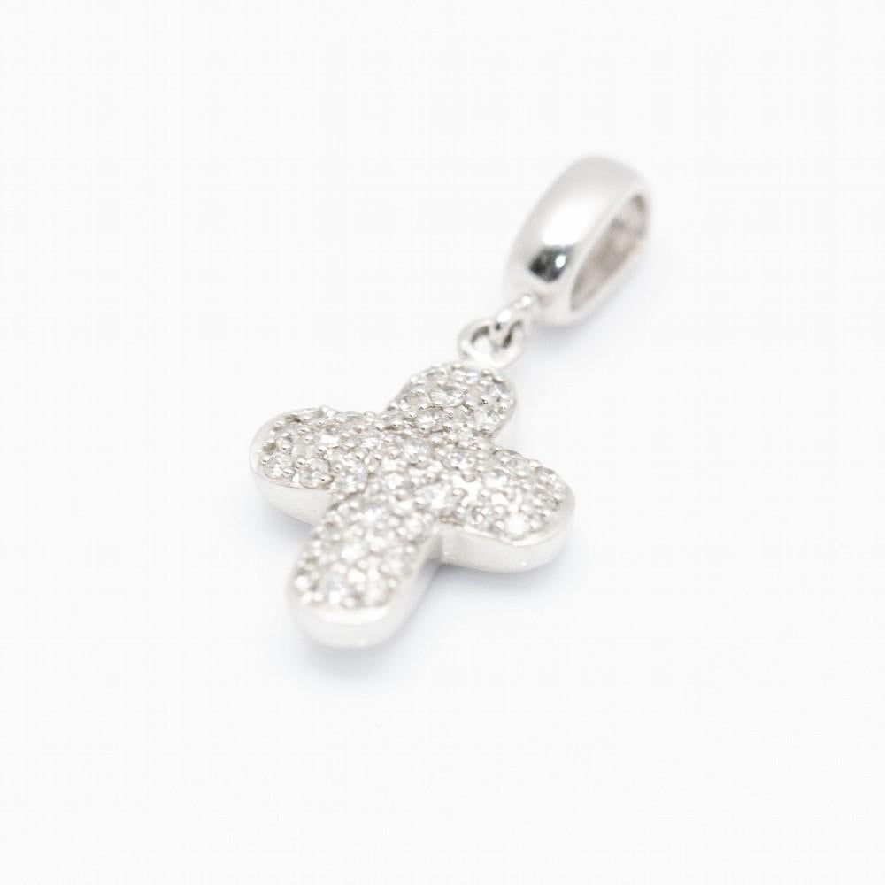 Ciondolo TOUS Signature da donna: 36 diamanti taglio Brilliante con peso totale di circa 0,38 carati.  oro bianco 18 carati  2,04 grammi  Misure: 2,2 cm di lunghezza (incluso l'anello), 12 mm di larghezza  Articolo nuovo di zecca, senza scatola 