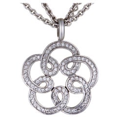 Tous Diamond Pave White Gold Flower Pendant Necklace
