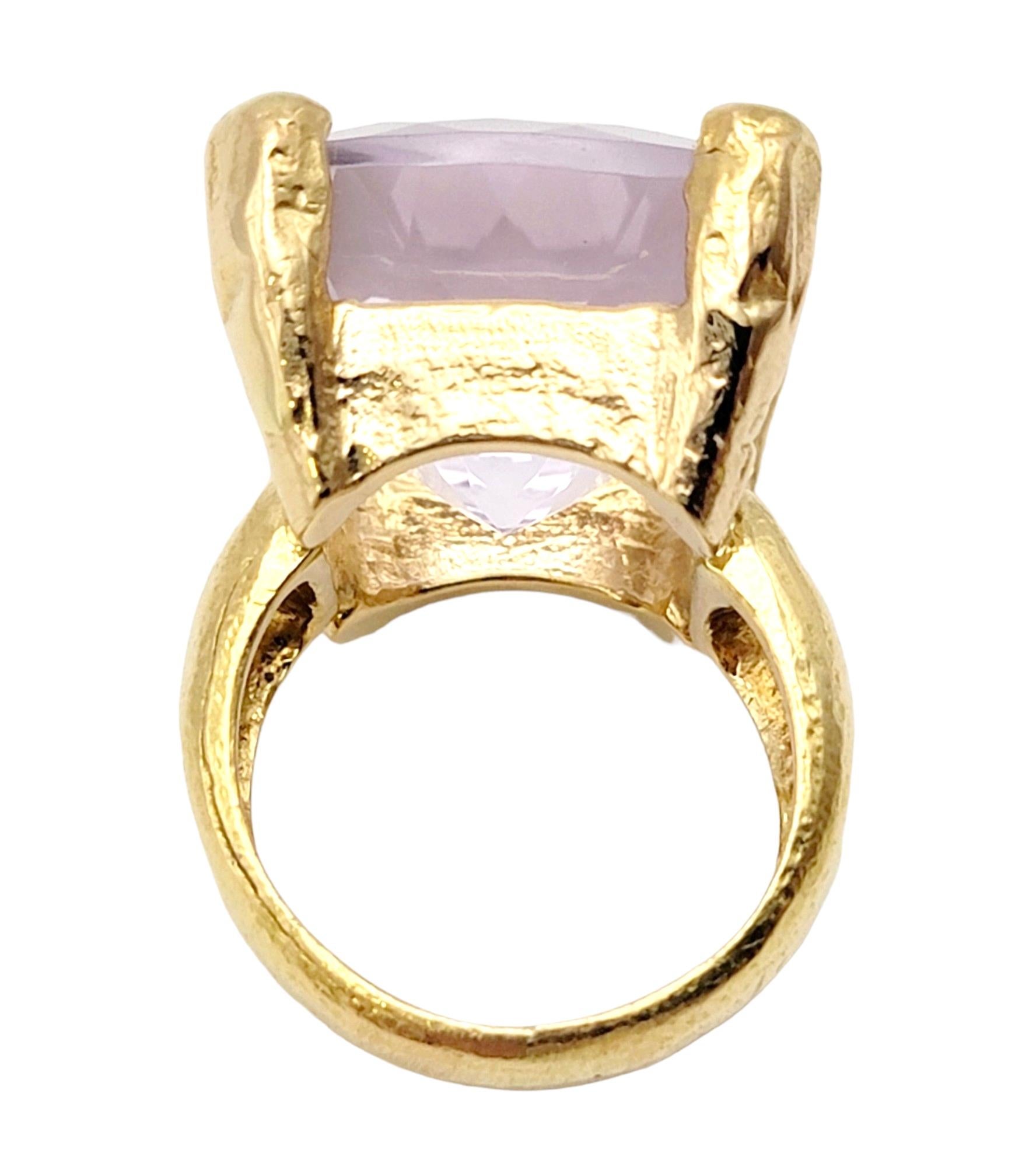 Women's Tous Large Square Cut Light Purple Quartz Cocktail Ring in 18 Karat Gold  For Sale