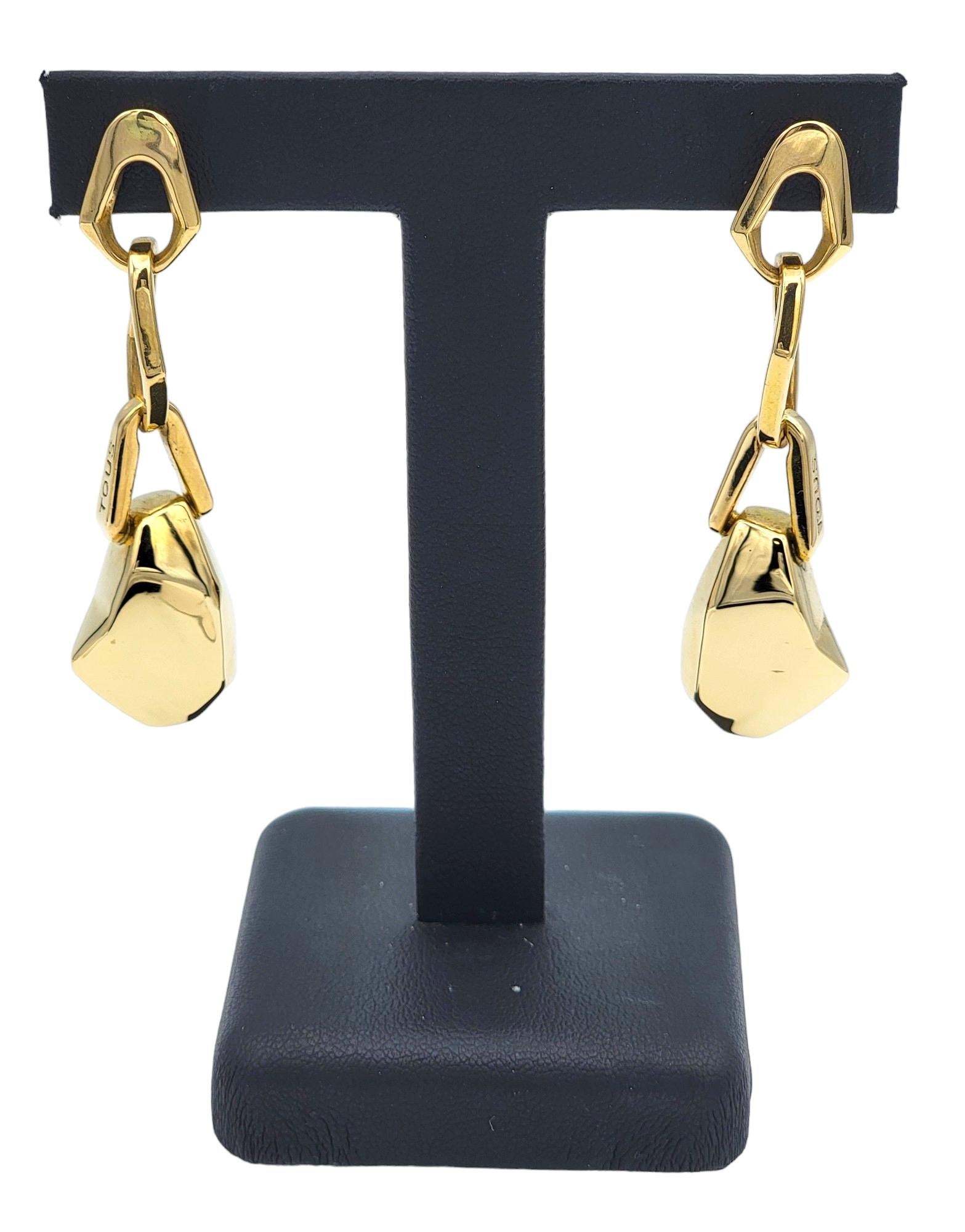 Tous Orecchini a buco con catena geometrica in oro giallo 18 carati lucido in vendita 2