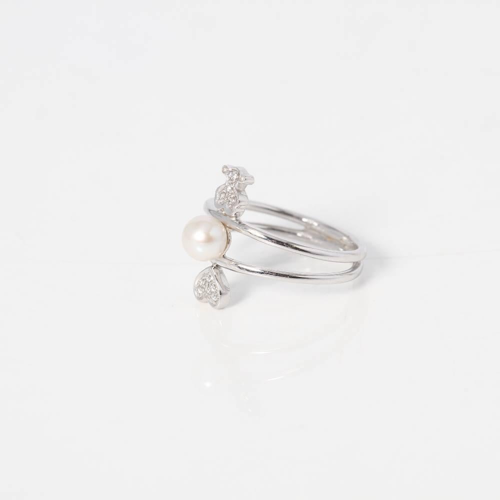 TOUS PUPPIES ring in 18k gold with pearl and diamonds In Excellent Condition For Sale In Barcelona, CT