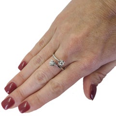 Tous White Gold Diamond Bypass Ring