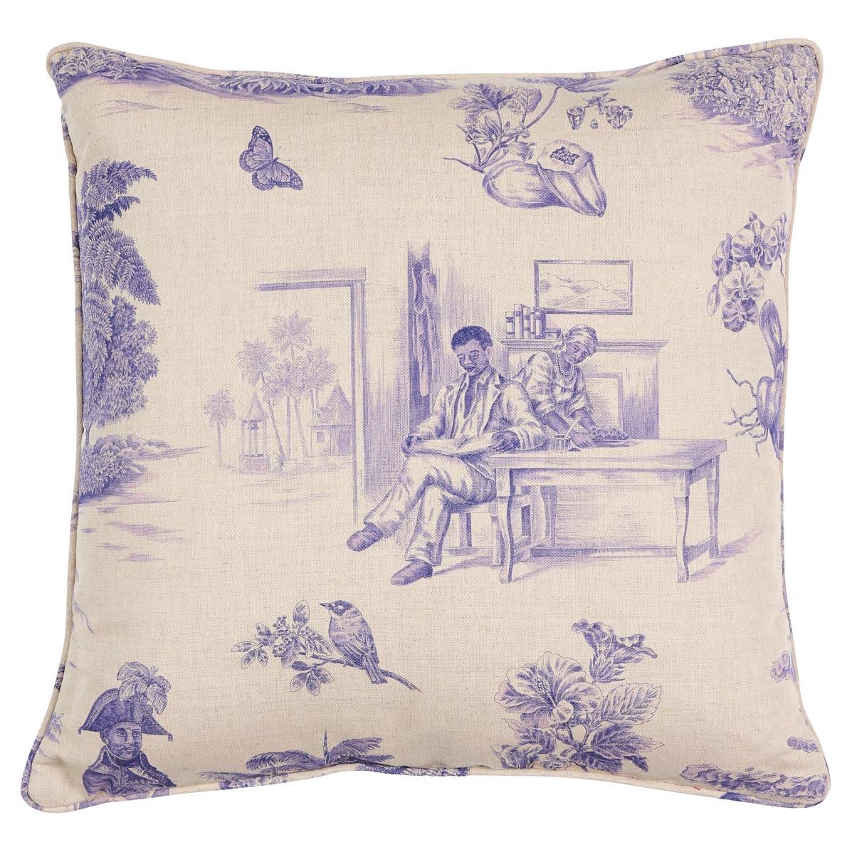 Toussaint Toile in Purple  20" Pillow For Sale