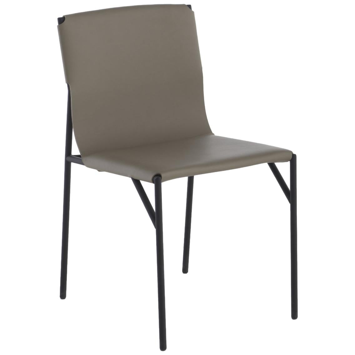 Tout Le Jour Taupe Leather Chair by Marc Thorpe For Sale