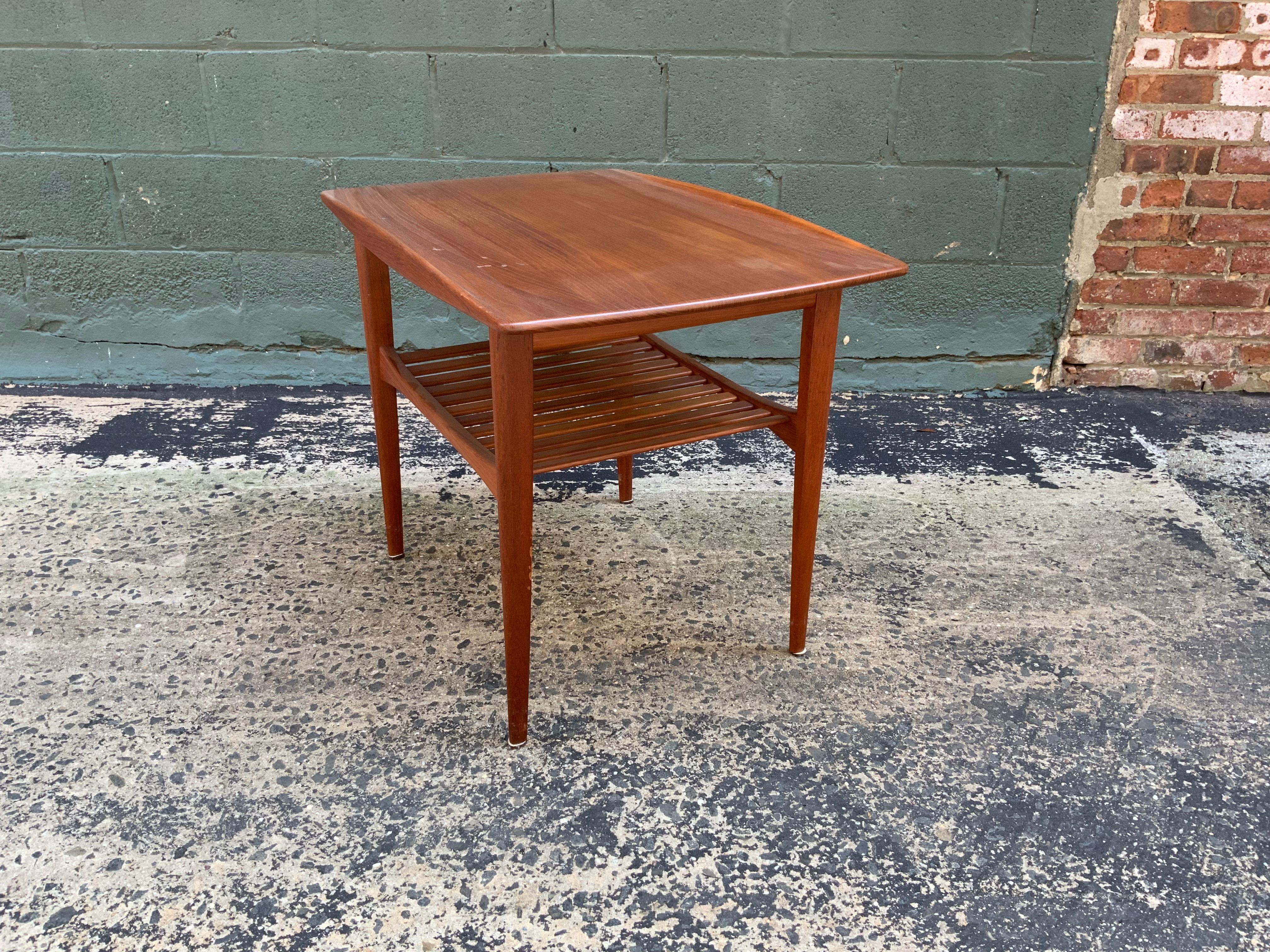 Tove and Edvard Kindt-Larsen Teak Slatted Danish Modern Table In Good Condition In Garnerville, NY