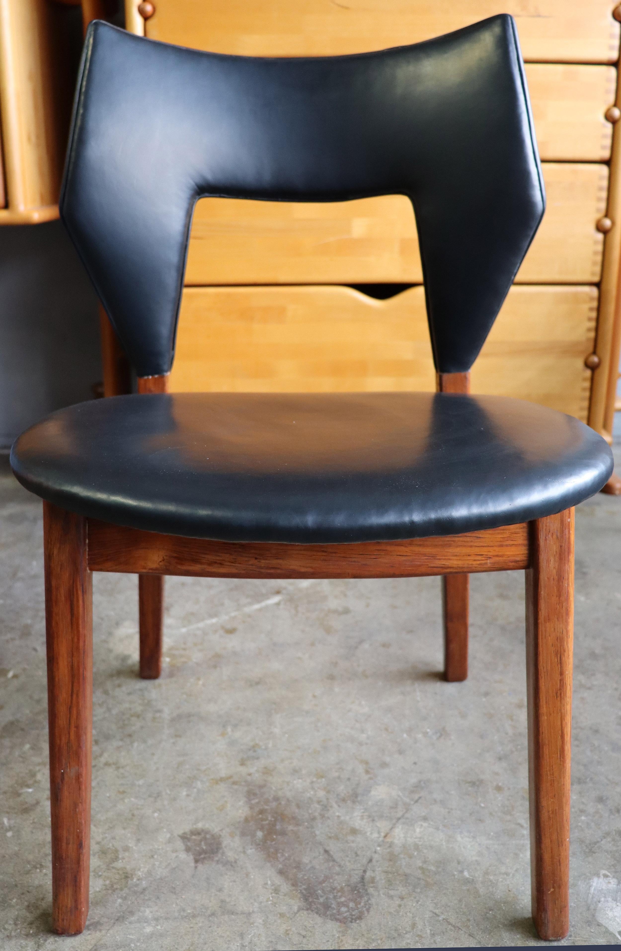 For your consideration is this fine and rare Danish modern Tove & Edvard Kindt-Larsen Chair for Thorald Madsens and Svend Madsen. Featuring original black leather on rosewood frame. Retains brass label on underside. In good condition and ready for