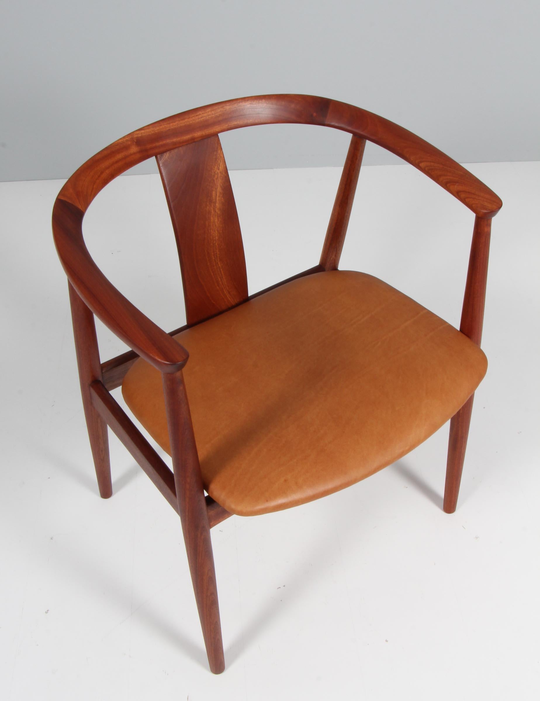 Tove & Edvard Kindt-Larsen. Armchair in oiled mahogany.

Seat new upholstered with leather.

Made in the 1950s apparently by Gustav Berthelsen.
 