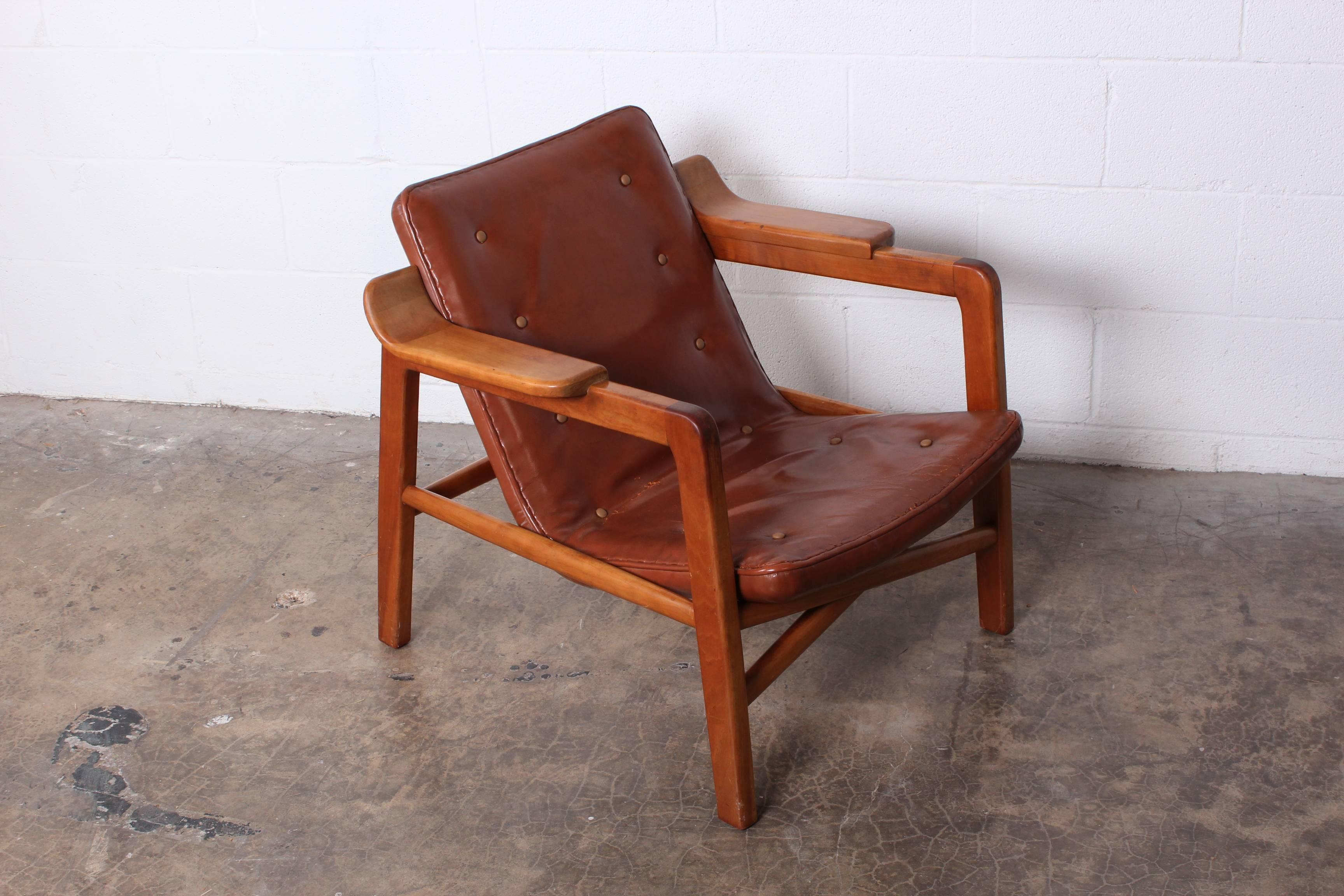 Mid-20th Century Tove & Edvard Kindt-Larsen 'Fireplace' Lounge Chair in Original Leather