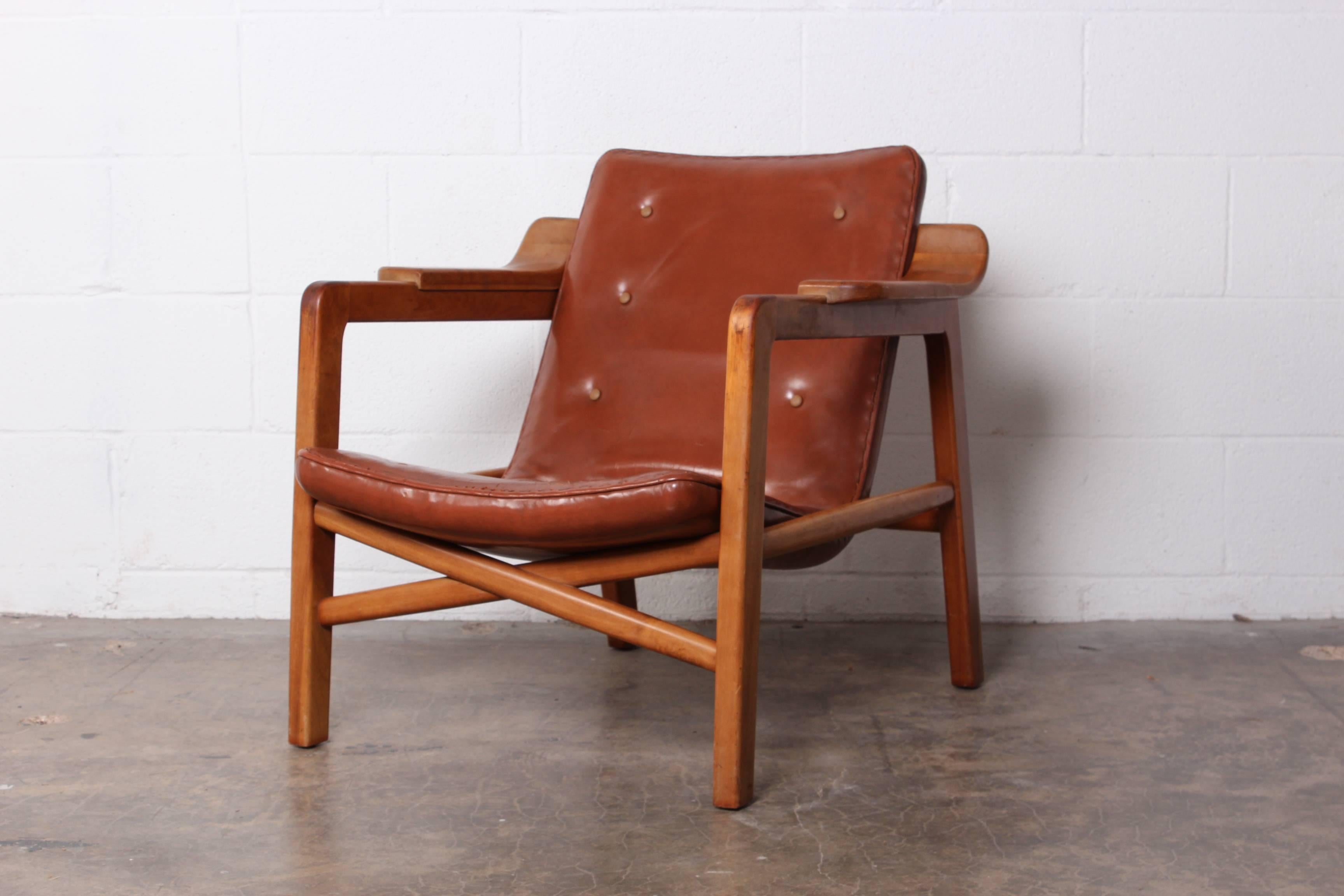 Tove & Edvard Kindt-Larsen 'Fireplace' Lounge Chair in Original Leather 1