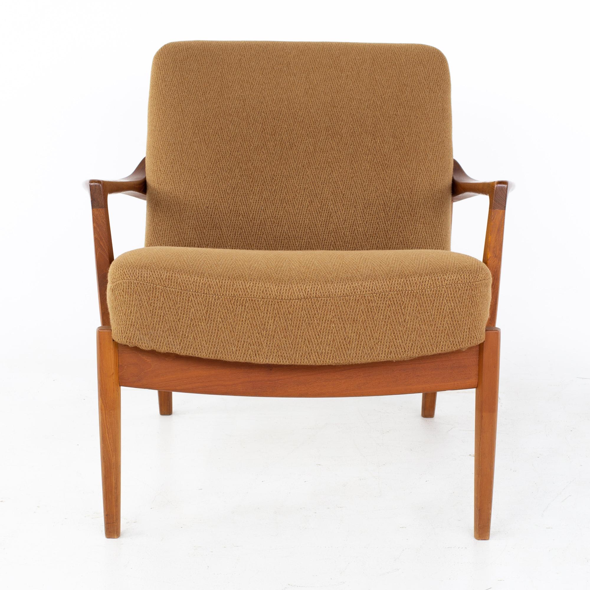 Upholstery Tove Edvard Kindt-Larsen for John Stuart France MCM Danish Teak Lounge Chairs