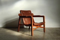 Tove & Edvard Kindt-Larsen Leather Fireside Armchair, 1950s