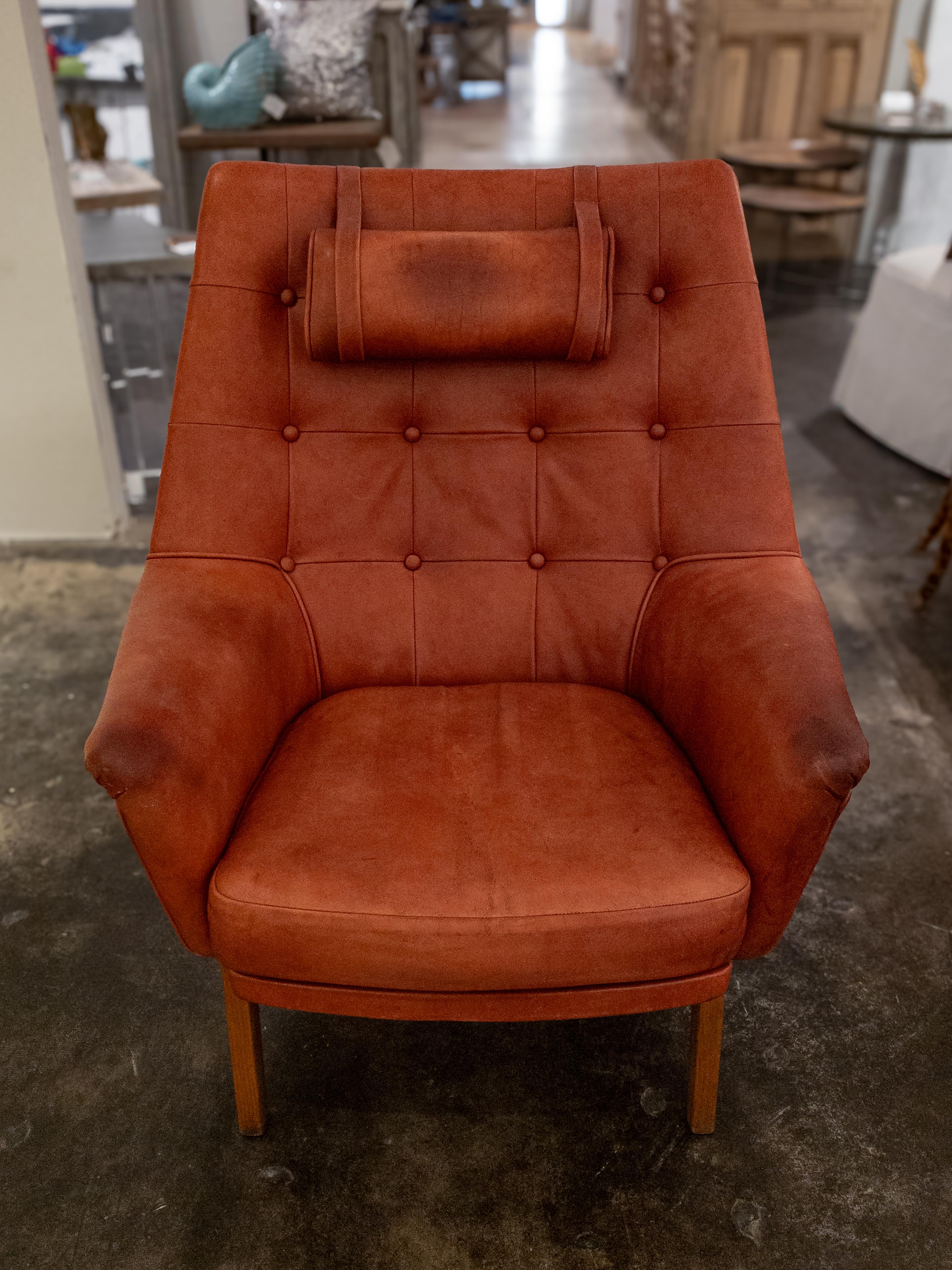 Scandinavian Modern Tove & Edvard Kindt-Larsen Leather Lounge Chair For Sale