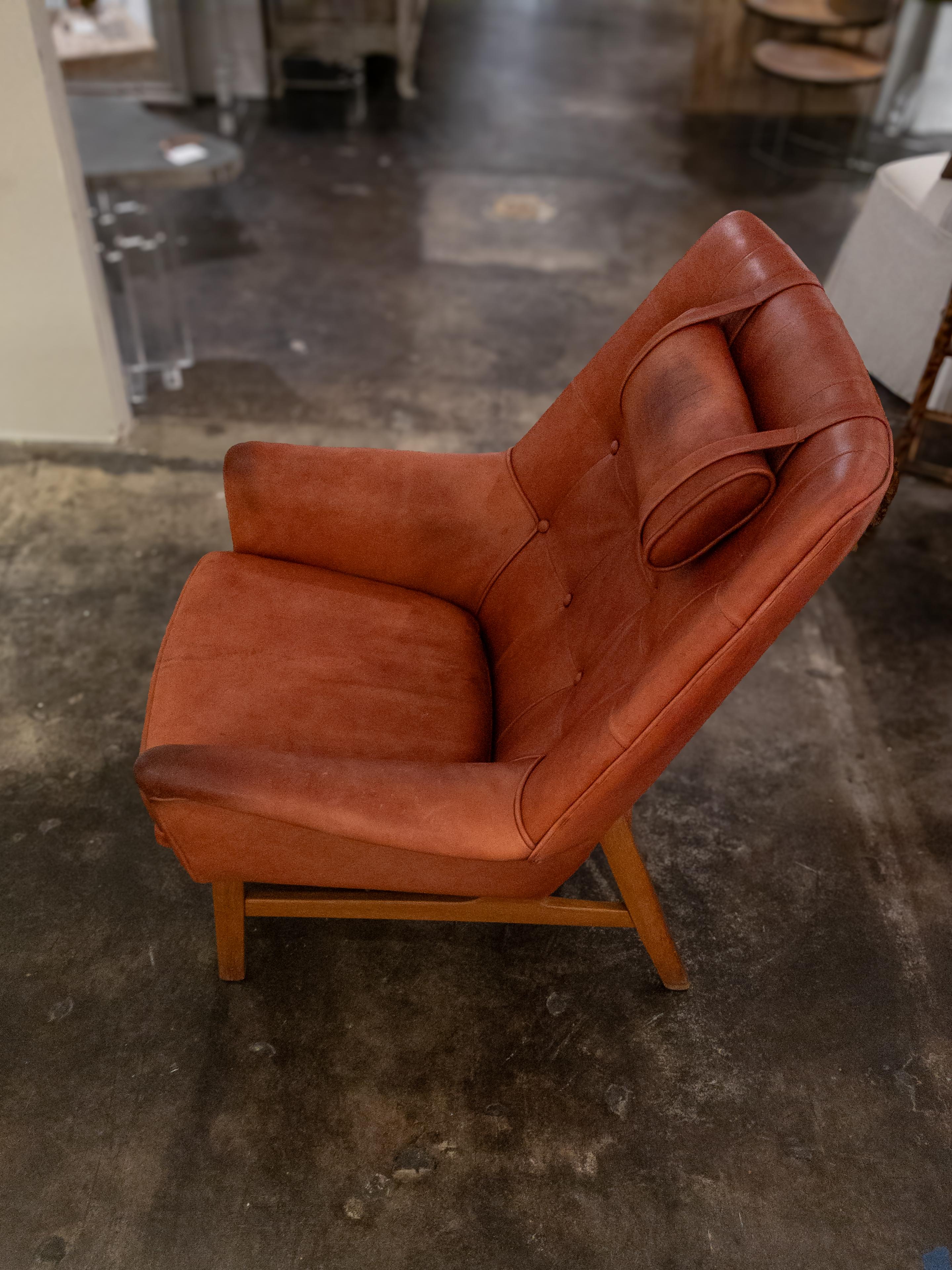 Danish Tove & Edvard Kindt-Larsen Leather Lounge Chair For Sale