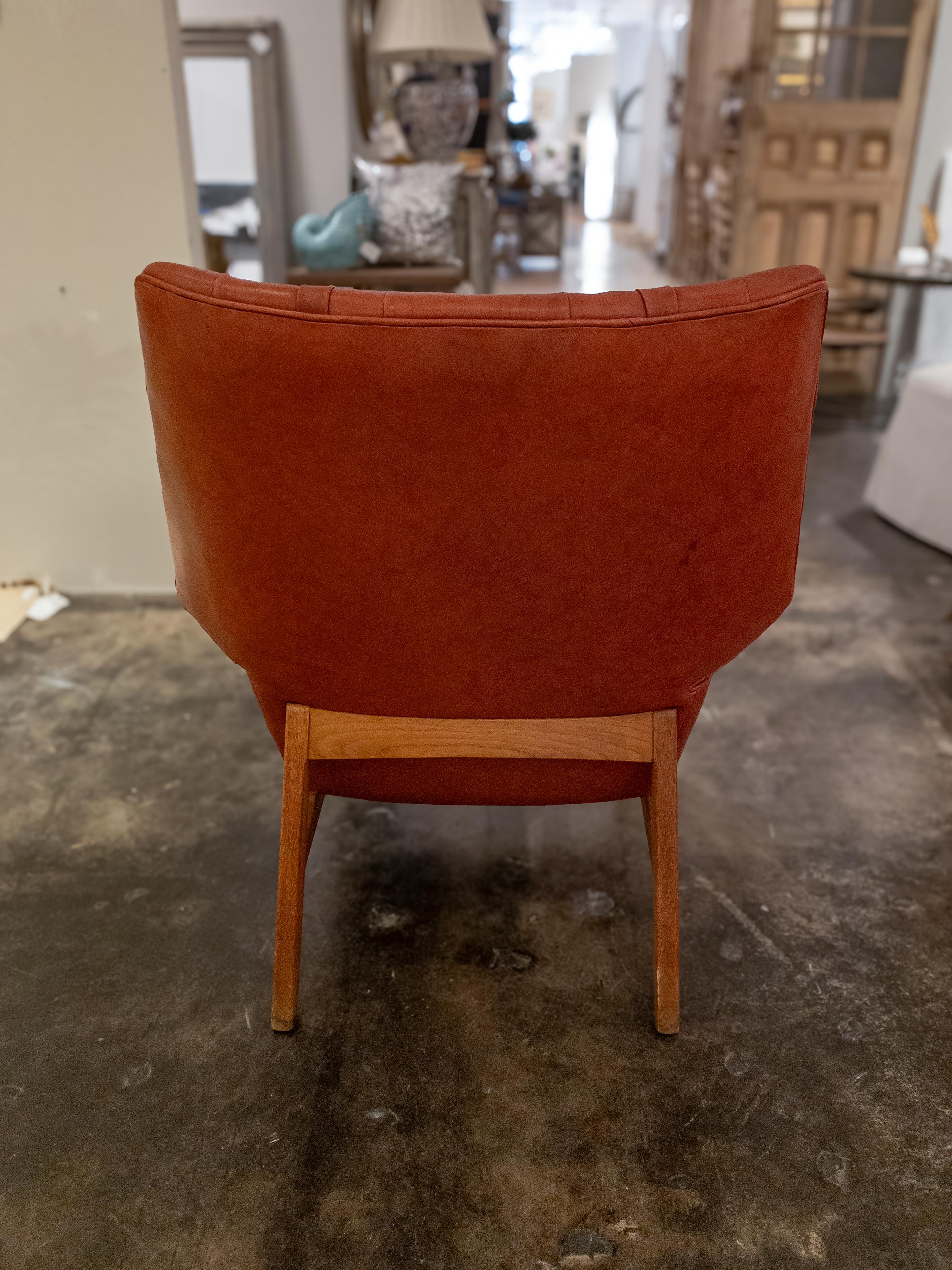 Tove & Edvard Kindt-Larsen Leather Lounge Chair In Good Condition For Sale In Houston, TX
