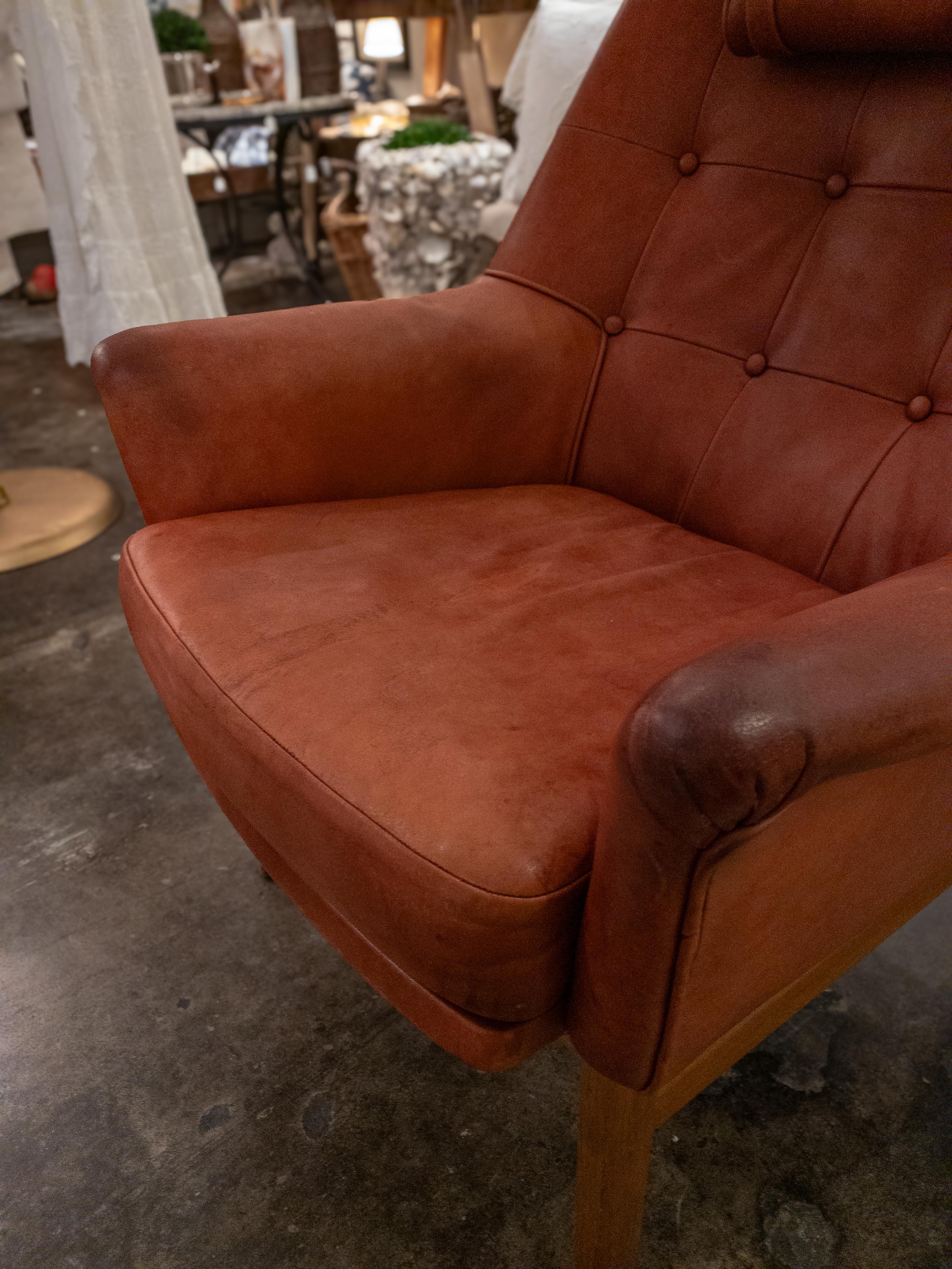 Tove & Edvard Kindt-Larsen Leather Lounge Chair For Sale 1