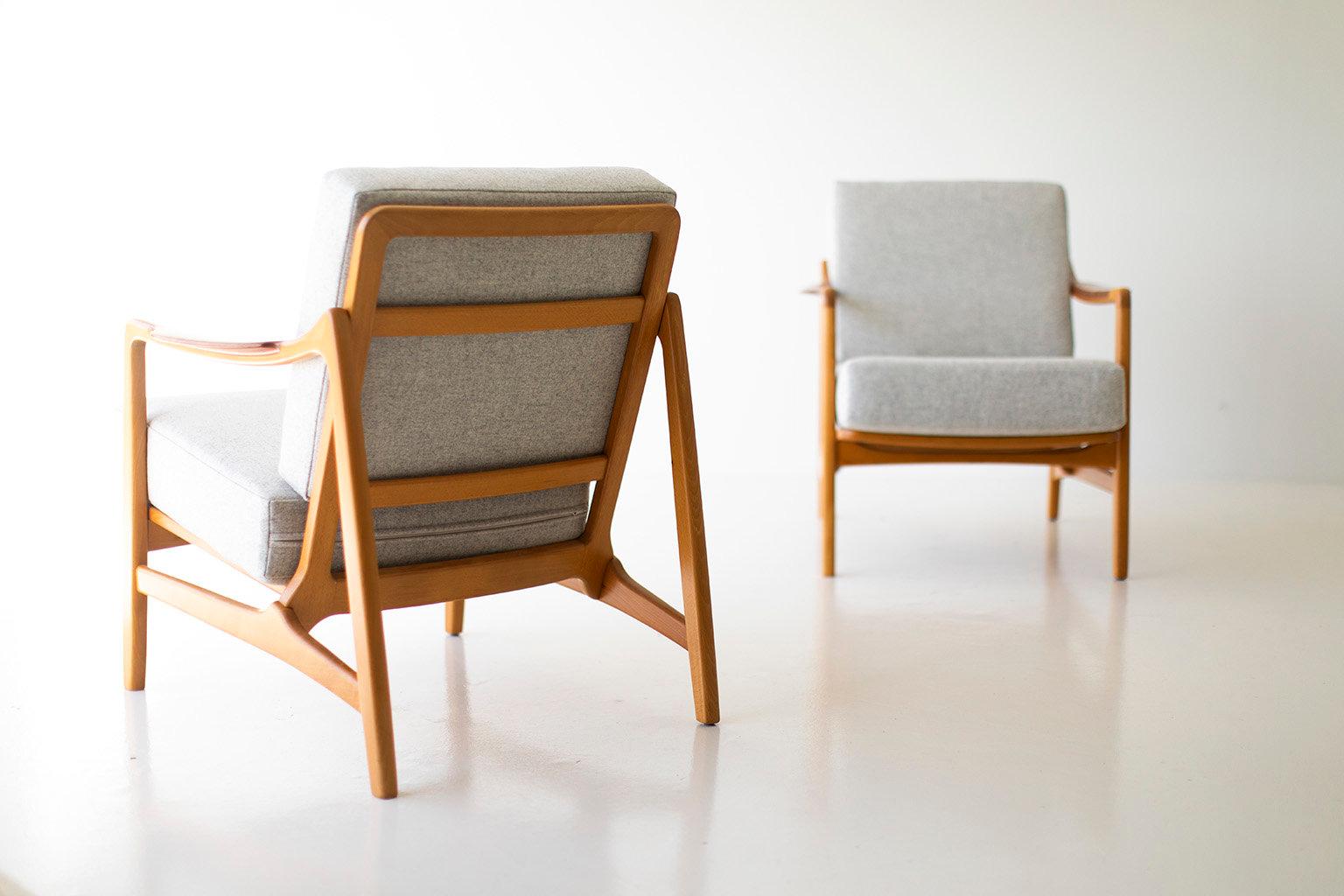 Wool Tove & Edvard Kindt-Larsen Lounge Chairs for France & Daverkosen