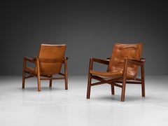 Tove & Edvard Kindt-Larsen Pair of 'Fireside' Armchairs in Original Leather