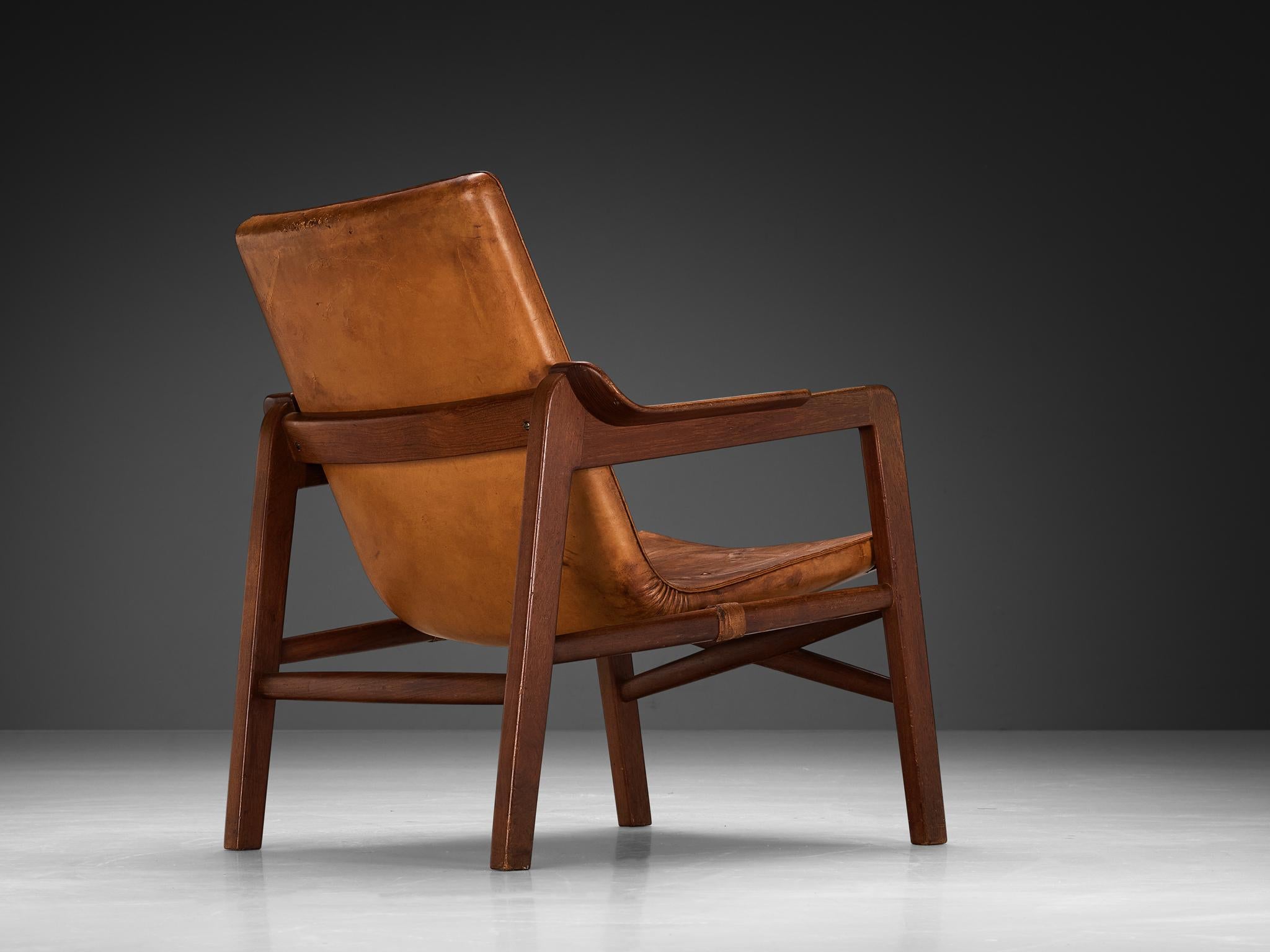 Scandinavian Modern Tove & Edvard Kindt-Larsen Pair of 'Fireside' Armchairs in Original Leather  For Sale