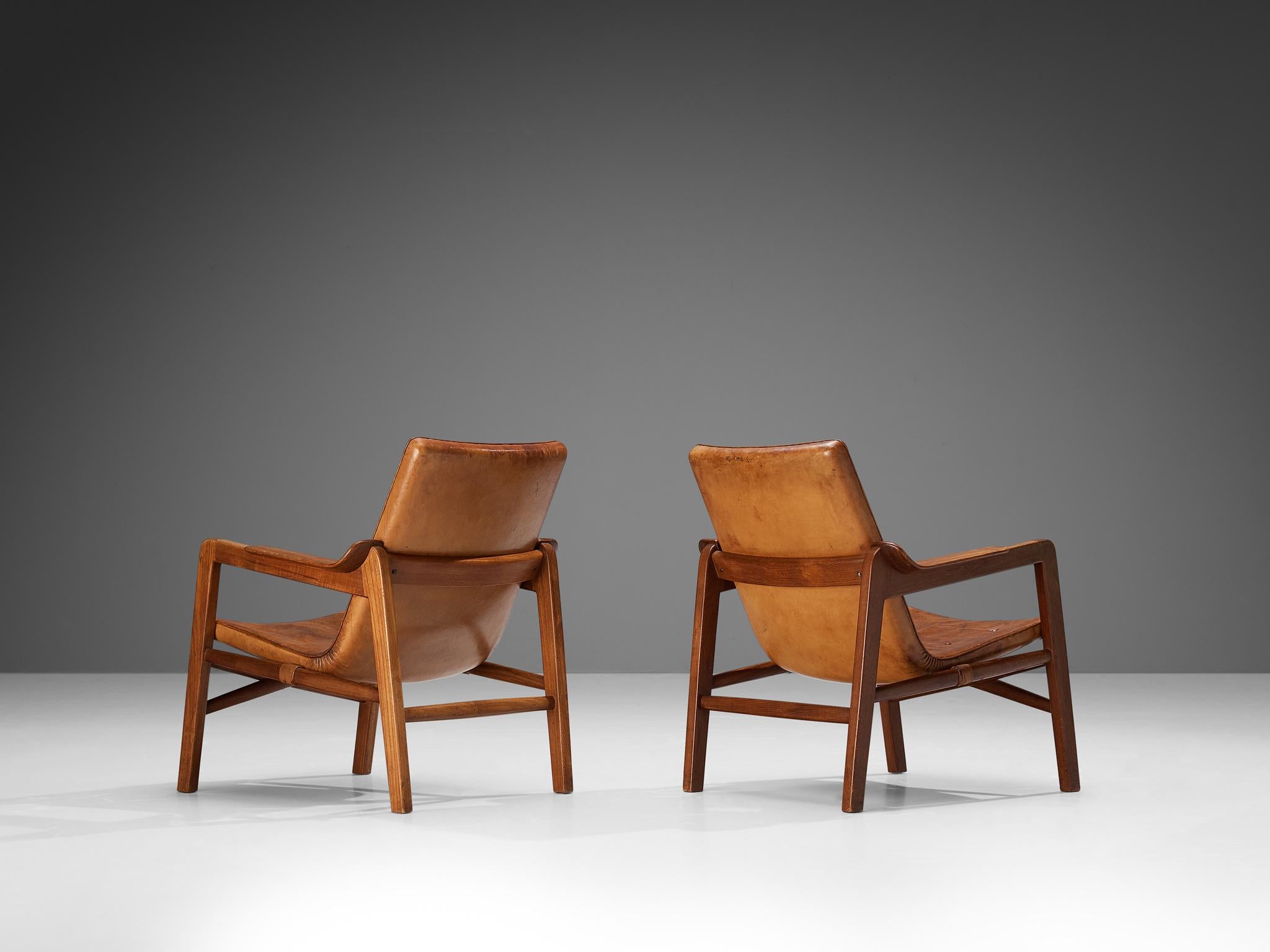 Tove & Edvard Kindt-Larsen Pair of 'Fireside' Armchairs in Original Leather  1
