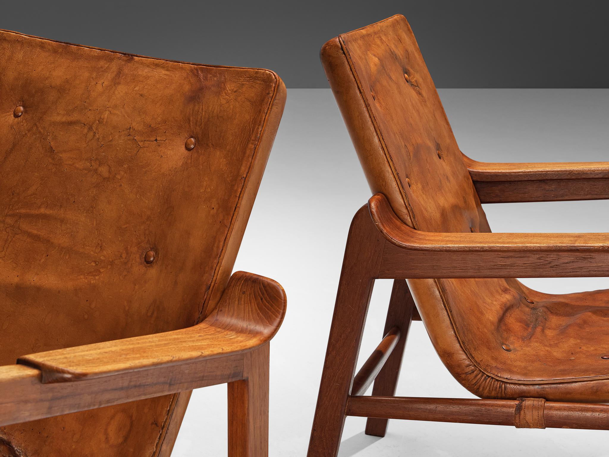 Tove & Edvard Kindt-Larsen Pair of 'Fireside' Armchairs in Original Leather  3