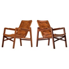Tove & Edvard Kindt-Larsen Pair of 'Fireside' Armchairs in Original Leather 