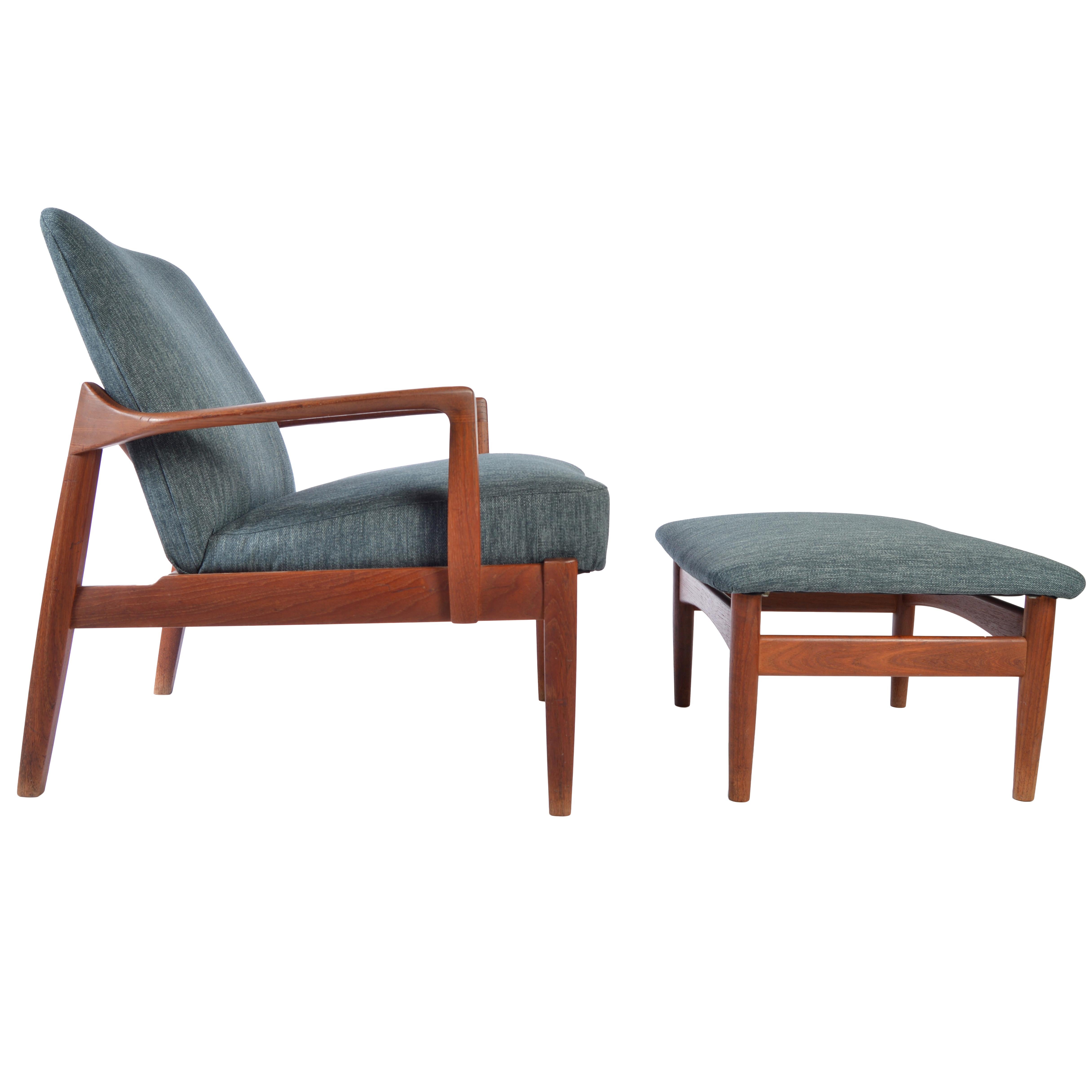 Tove & Edvard Kindt-Larsen Teak Easy Chair with Matching Ottoman