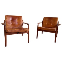 Tove & Edvard Kindt Larsen, "Viken", Rare Pair of Armchairs in Beautiful Patina